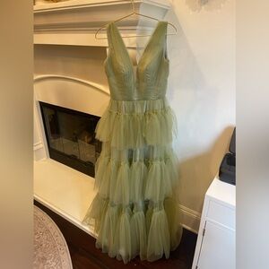 Green Ruffled Gown